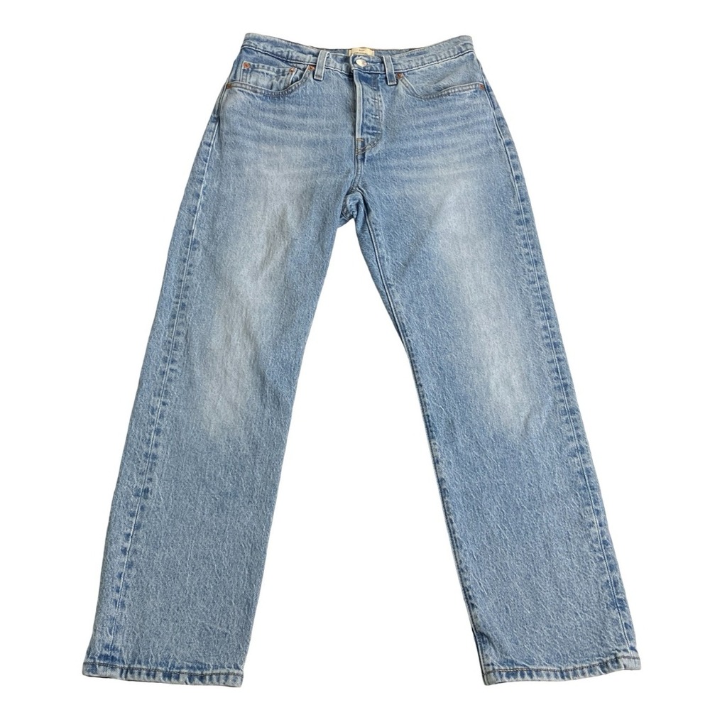 Levi's 501 Original Jeans Womens 27x28 Light Wash Button Fly Straight Leg Denim
